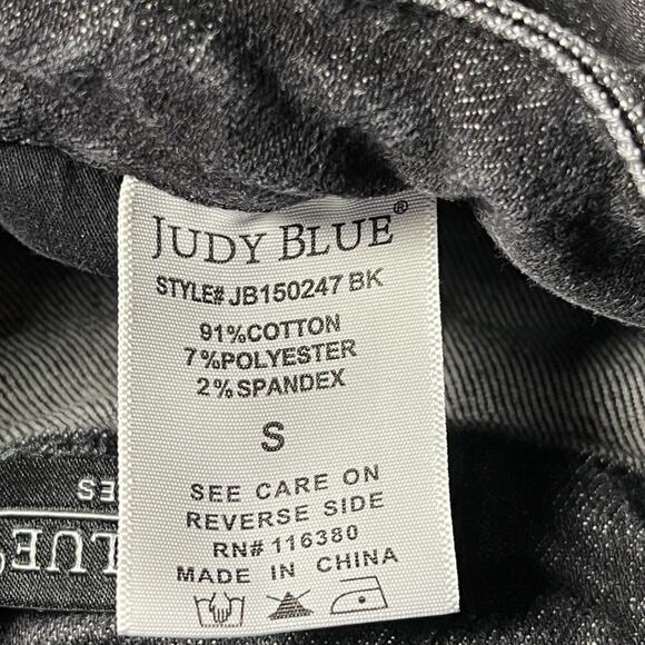 Judy Blue Acid Black Tummy Control Top High Waist Denim Shorts Sz Small Stretch - Picture 5 of 6